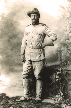 One of the many pictures Theodore Roosevelt posed for before embarking for Cuba in June, 1898.